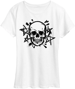Women's Instant Message Skull And Stars Short Sleeve Graphic T-Shirt