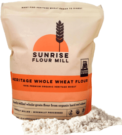 Sunrise Flour Mill Heritage Organic Whole Wheat Flour - 5 lbs | Milled from red hard wheat within 10 Days | Easier to Digest with Less Bloating | No Bleaching | Organic whole wheat bread flour 80 Ounce (Pack of 1)