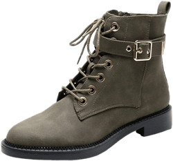Lace Up Combat Booties with Buckle