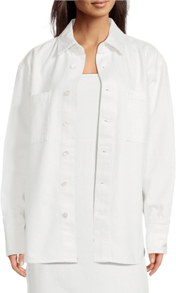 Le' AL.X Women's Oversized Point Collar Button Front Denim