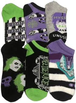 Womens 6 Pair Disney Beetlejuice No-Show Low Cut Halloween Socks