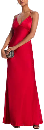 AQUA Women's Satin Open Back Gown
