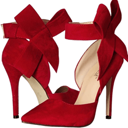 Suede Bow Heel Pumps