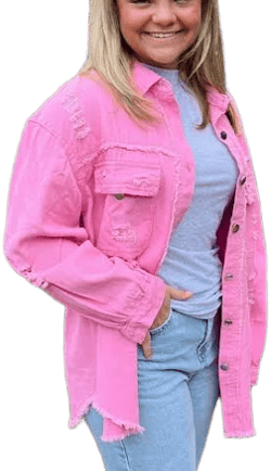 Emma Denim Shacket with Raw Edge