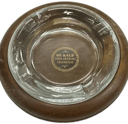 DeKalb Corn Growing Champion Glass & Wood Ashtray