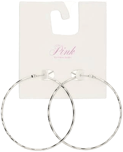 PINK Silver Tone Hoop Earrings
