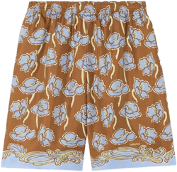 Versace Men's Poppies Silk/Cupro Shorts