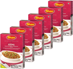 Shan Keema Seasoning Mix 50g - Premium Meat Seasoning for Delicious Stir-Fried Ground Meat - Ideal for Beef, Chicken, & Vegetarian Dishes - Airtight Bag for Freshness – Meatloaf Seasoning (Pack of 6)