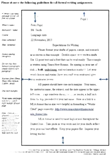 Proper format (MLA) for essays handout