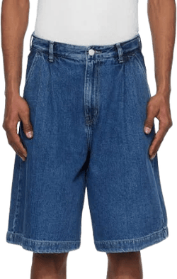 Solid Homme Pleated Denim Shorts