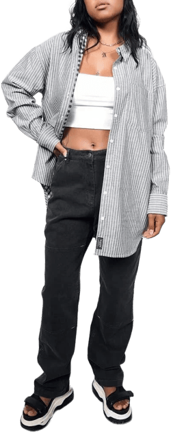 WILDFANG Women's Essential Oversized Long Sleeve Wrap Button Up