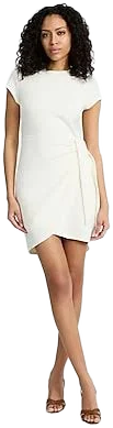 Women's Casual Crew Neck Cap Sleeve Tie Wrap Mini Dress