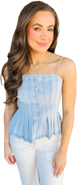 Pescay Pleated Denim Top