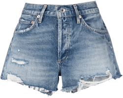 AGOLDE Women's Distressed Organic Cotton Denim Shorts