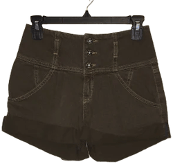 LF STORES Women's High Rise Olive Denim Shorts