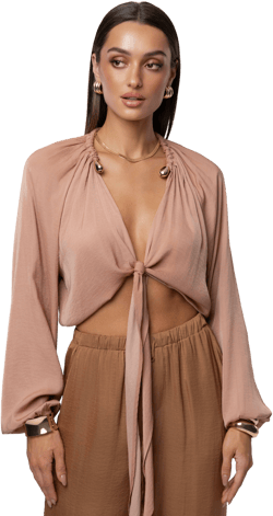 JLUXLABEL Women's Seaside Glow Tie Front Top