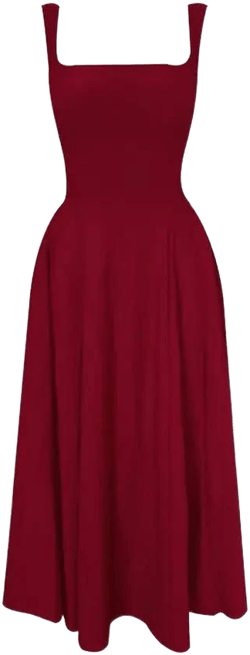 Fit & Flare Sleeveless Square Neck Midi Dress