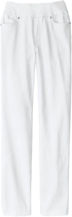 Knit Denim Mid Rise Straight-Leg Jeans