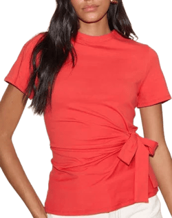 Oversized Cotton T-Shirt with Tie Detail