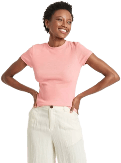 A New Day Women's Ribbed Cotton Modal Blend T-Shirt