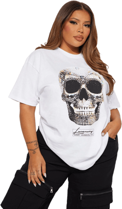 Fashion Nova Short Sleeve Skull Graphic T-Shirt