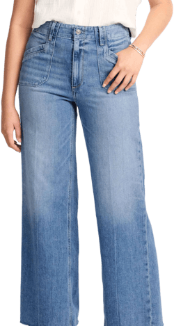 PAIGE Women's Anessa High-Rise Wide-Leg Jeans with Utility Pockets