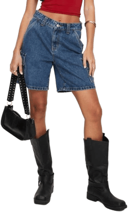 Princess Polly Mika Denim Cargo Bermuda Shorts