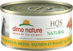 Almo Nature HQS Natural Wet Cat Food Salmon and Chicken in broth 2.47 oz (Pack of 24)