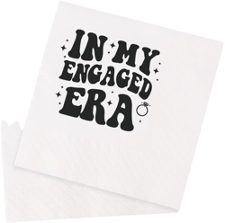 Retro Vintage Groovy In My Engaged Era Cocktail Napkins Party Beverage Bar Disposable Paper Napkins for Wife Mom Her Girl Women 100Pcs 4.5 x 4.5 2-ply (In My Engaged Era)