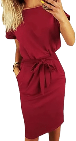 Women's Crewneck Short Sleeve Striped Dress