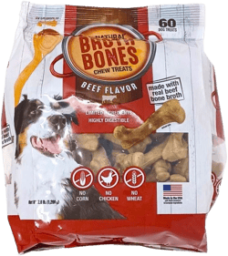 All-Natural Beef Broth Bones Dog Treats. 60 Count. 2.6 LB.