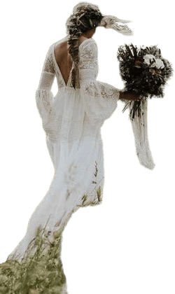 Dorris Wedding Lace Boho Bohemian Long Sleeve Low-V Back Beach Wedding Dress