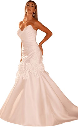 Rachel Allan Bridal Strapless Ruched Bodice Satin Mermaid Dress