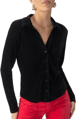 Sanctuary Women's Textured Velvet Button-Up Shirt