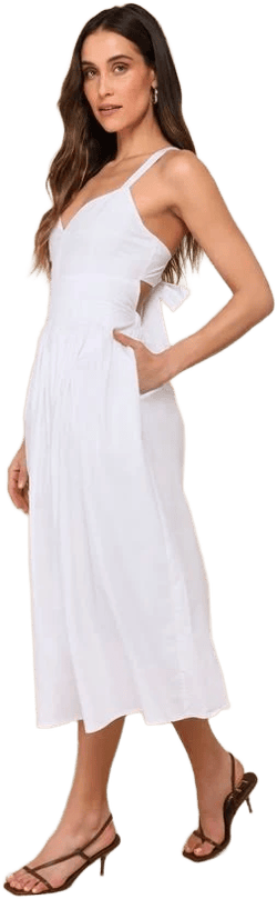 Lulus Pleated Backless Midi Dress with Pockets