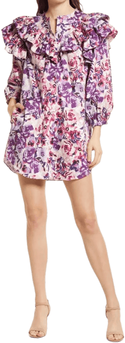 Something Navy Women's Ruffled Floral Minidress