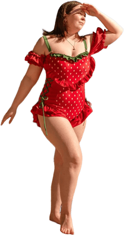 Strawberry Ruffle One-Piece Swimsuit with Side Ties
