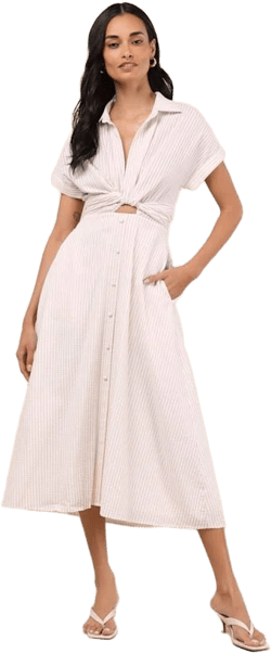 Lulus Cotton Midi Dress with Pockets