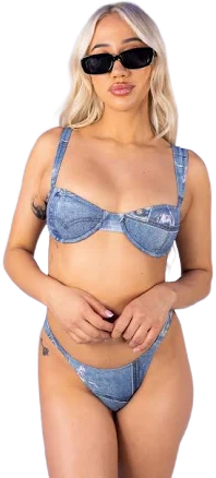 Patchwork Denim Bikini Set