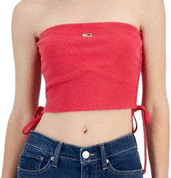 Tommy Hilfiger Women's Ribbed Cotton Halter Top Strapless Crop Top