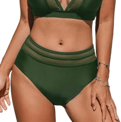 Cupshe Women's Chic High-Waisted Mesh Bikini Bottom