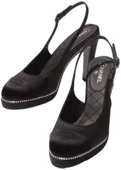 Chanel Women's Crystal Embellished Cap Toe CC Slingback Pumps