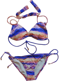 Juicy Couture 2 Pc Multi-color Pink Blue Waves Swimsuit Bikini
