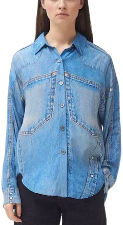 Silk Denim Print Shirt