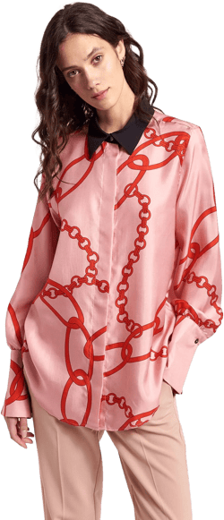 Beatrice B. Silk Shirt with Pink Print