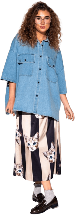 Let Them Talk Oversized Denim Button Up