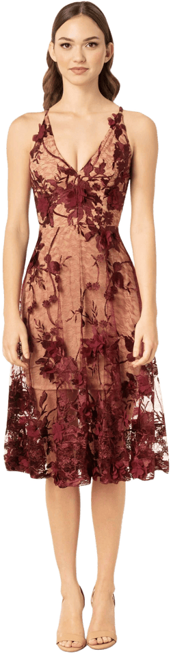 Dress the Population Women's Audrey Floral Midi Dress