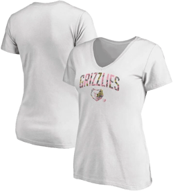White Grizzlies Floral Arch V-Neck T-Shirt