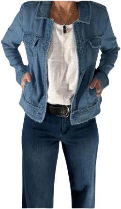 Lulu-B Women's Frayed Tencel Denim Jacket