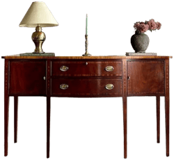 SOLD OUT * Vintage Mahogany Sideboard | Hepplewhite Style Buffet with Inlay & Brass Hardware